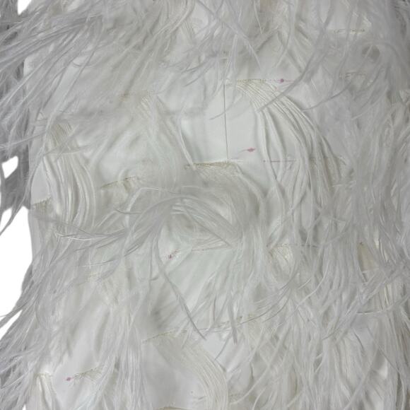 Lamarque Alena Feather Mini Dress V Neck Party Bridal Statement Elegant White M - Picture 13 of 16